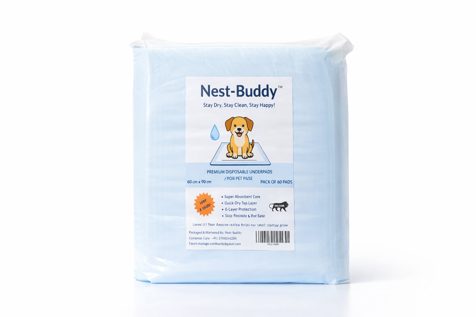 Nest-Buddy XL pack of 60 disposable dog pee pads